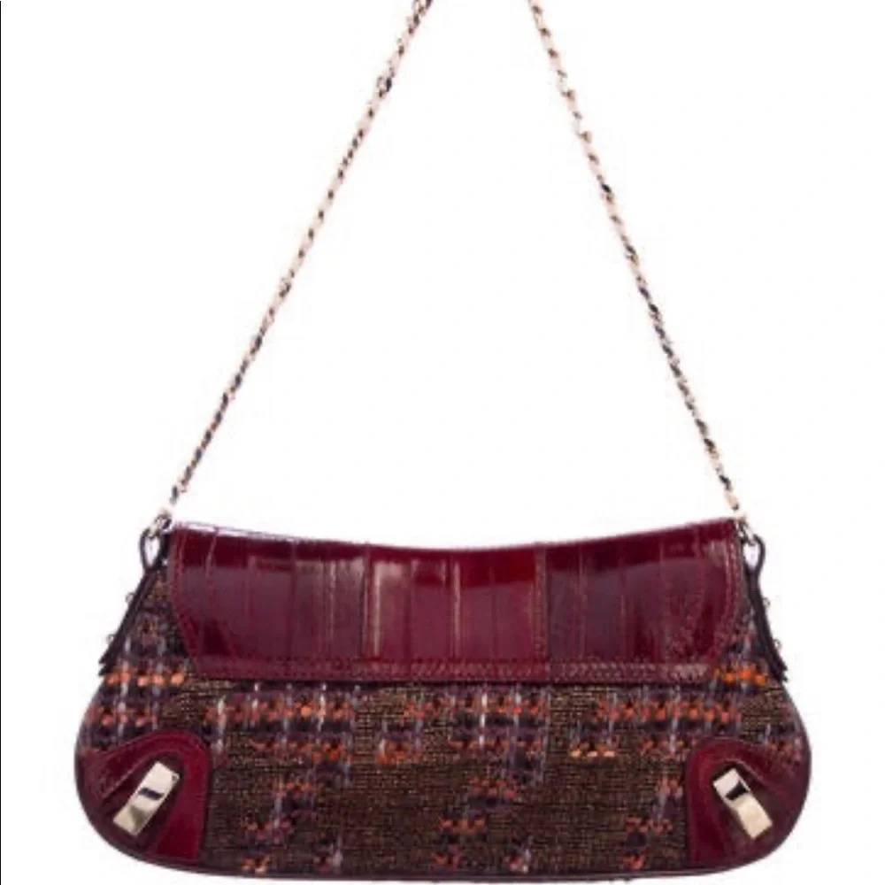 DOLCE & GABBANA RARE EEL & TWEED EVENING BAG. EUC - Picture 3 of 5
